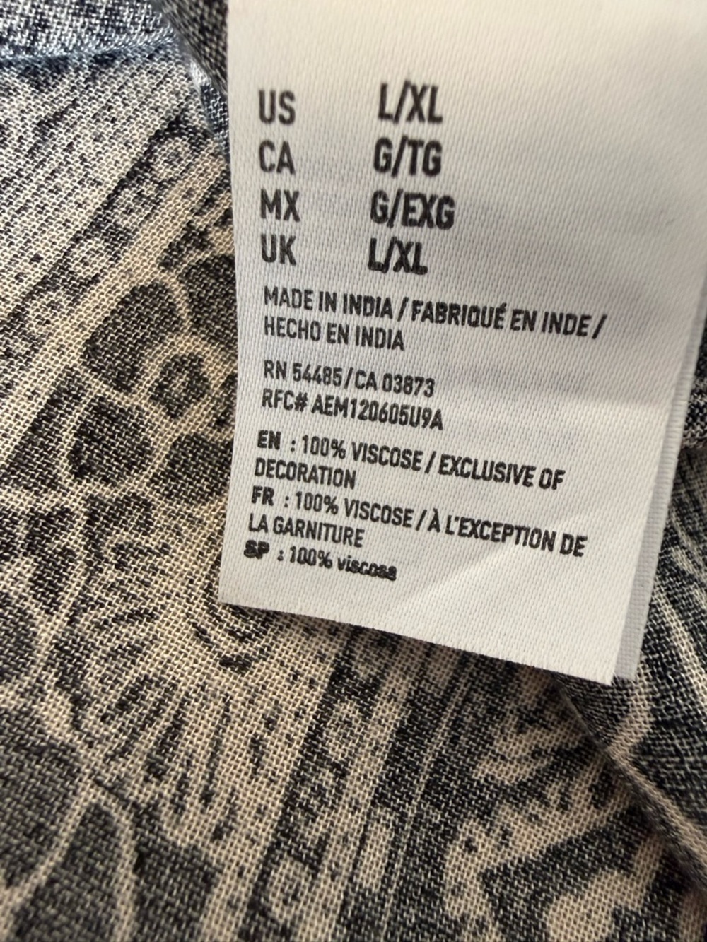 American Eagle Black/Cream Open Front Kimono - Size L/XL - Picture 6 of 8